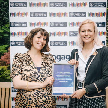 Photograph of Sally Frampton being recognized at the Vice-Chancellor's Awards Ceremony