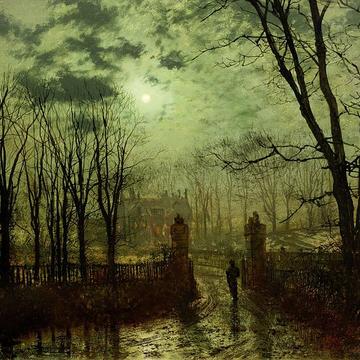 Painting, At the Park Gate, by John Atkinson Grimshaw