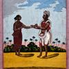 Indian doctor taking the pulse of a patient, gouache