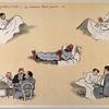 Cartoon, 'L'apres Midi', showing various people in hospital beds
